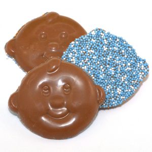 Geboorte chocolade babysnoetjes blauw