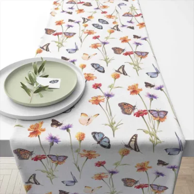 Tafelloper 40x150 cm Butterfly garden white