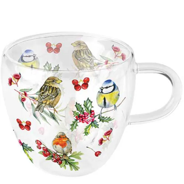 Ambiente theeglas Birds in winter